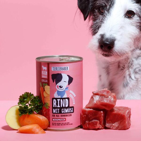 TIERLIEBHABER Nassfutter Rind mit Gemüse 400 g | Monoprotein & getreidefrei