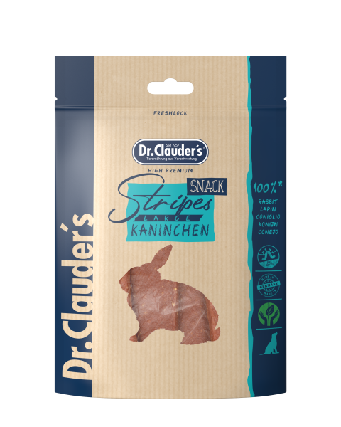 Dr.Clauder´s Stripes Snack Kaninchen Large 80g für Hunde und Katzen