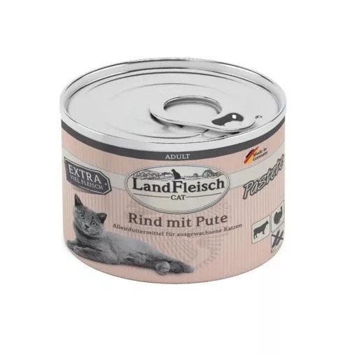 LandFleisch Cat Adult Pastete Rind & Pute 195g für Katzen