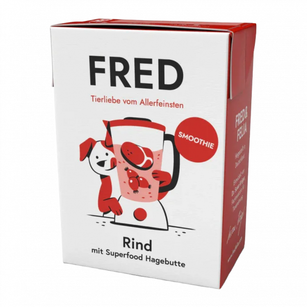 FRED & FELIA Smoothie Rind mit Hagebutte für Hunde | Monoprotein & getreidefrei