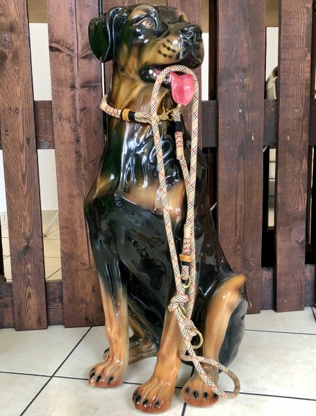 Edles Hundeleinenset "Tartan Beige" für Hunde mit passendem Halsband